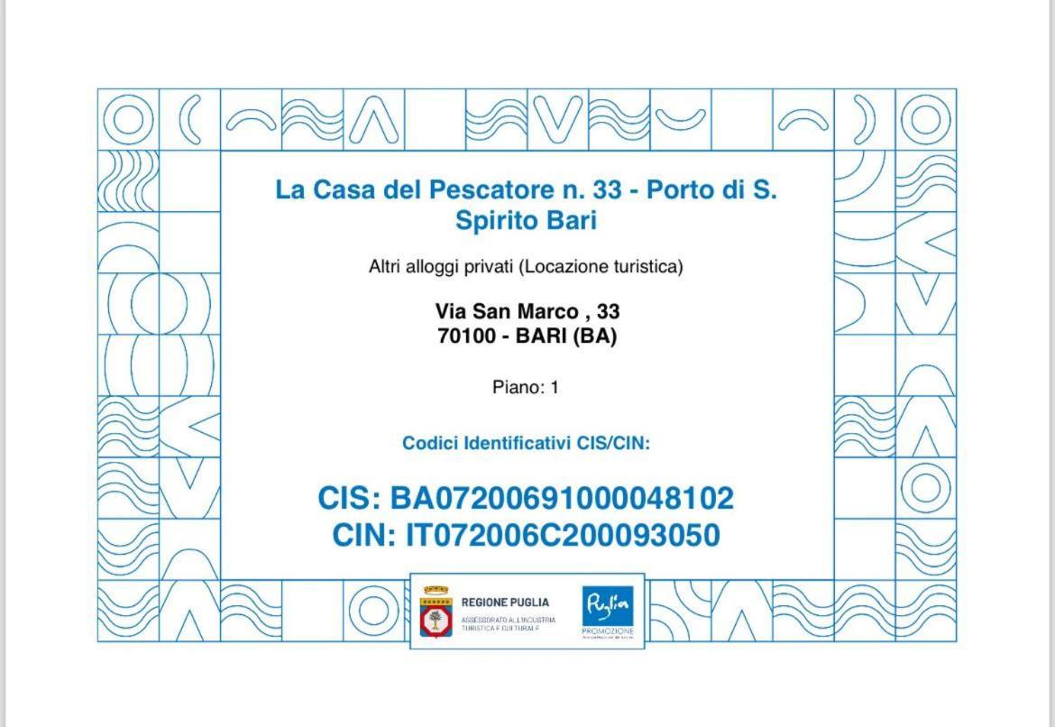 La Casa Del Pescatore N 33 - Porto Di St Spirito 바리 외부 사진